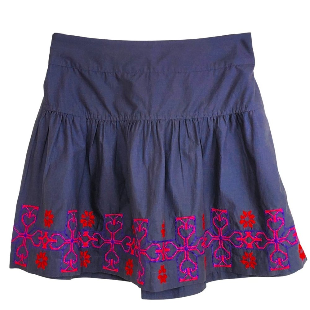 American Eagle NWT Embroidered Cotton Dark Grey Mini Skirt Women's XS